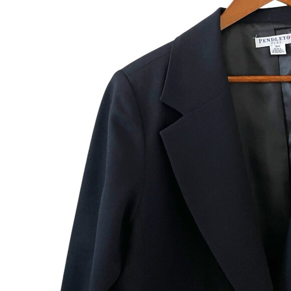 Pendleton 100% Wool Button Front Blazer In Black Size 18 - Picture 3 of 14